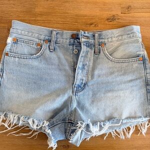 Madewell Light Blue Frayed Jean Shorts